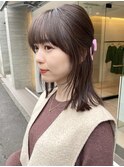 ナチュラル小顔前髪あり後れ毛サイドバング結べるボブくびれヘア