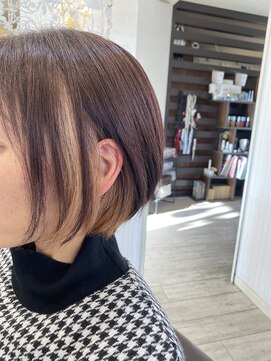 クラウン ヘア ラウンジ(CROWN hair lounge) 【クラウン】20代30代40代 くびれボブ×ミルクティーインナー