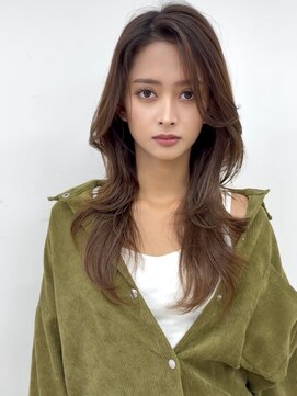 アース コアフュールボーテ 松本庄内店(EARTH coiffure beaute) ナチュラルベージュ_ヨシンモリ_顔周りレイヤー_レイヤーカット