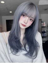 レア 新越谷(LEA) 透明感ロングレイヤー × ネイビーグレージュ