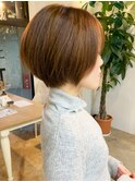 【面長改善】丸み大人可愛いマロンブラウンショート