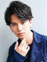 七三オールバック　ツイストパーマ　ビジネス　かき上げヘア