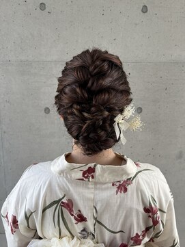 アチーブ ヘア デザイン(achieve hair design) 大人かわいい編み込みアレンジ お祭りヘアセットこなれヘア