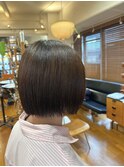 20代30代大人可愛い切りっぱなしボブ×グレージュカラー