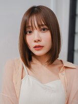 ガーデン 銀座(GARDEN)&nbsp;首長効果の大人かわいい前下がりボブ　薄め前髪　暖色カラー