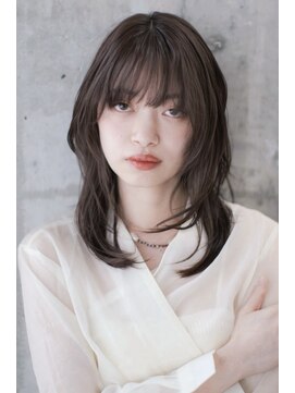 ピズム(PISM) ミディアムレイヤー/ダークブラウン/前髪
