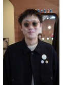 スパイキーショート刈り上げニュアンスパーマメンズ眉毛カット
