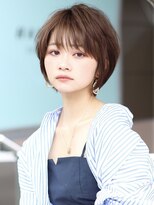 耳かけ/ショートボブ/フォギーベージュ/ウェーブパーマ【江角】