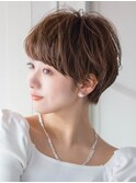 マッシュショート 大人可愛い うる艶髪 暖色系カラー 30代40代