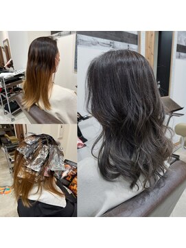 ディッシュ 五反田(dish) ☆脱白髪染め☆ファイバープレックスハイライトでブルーシルバー