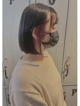 ギフト ヘアー サロン(gift hair salon) ボブヘア×イヤリングカラーラベンダーピンク