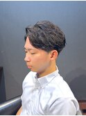 ビジネスツーブロック ナチュラルパーマ 七三アップバング