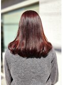 髪質改善カラー/ロング/ルビーボルドー