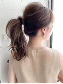 ◯ポニーテールシニヨン編み込みお団子ドレスヘアハープアップ