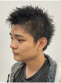 スパイキーショートメンズマッシュツイストパーマツーブロック