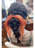 ポニーテール×編み下ろし