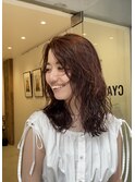 大人カジュアルウェーブ×オレンジカラー