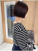 "久保田"ミニボブ暖色カラーレッドブラウンブリーチなし