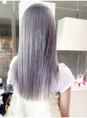 ラベンダーグレージュ×艶ストレート（アディクシーカラー）