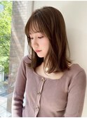大人可愛い20代30代ミディアムレイヤーカット/ココアグレージュ1