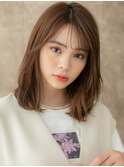 ブリーチなしミルクティーカラー小顔ミディアムA13川口20代30代
