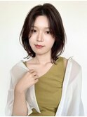 大人ショートレイヤーボブ暗髪顔まわりレイヤーアッシュベージュ