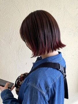 キャパジャストヘアー(CAPA just hair) 外はねボブ・ブリーチなしグラデーションカラー・チェリーピンク