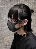 メンズボブ×ハーフアップウルフ×メンズカット×ミディアムヘア
