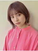 くびれボブ/レイヤーボブ/顔まわり/サイドバング/ピンクブラウン