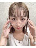 ロングボブ/切りっぱなし/マロンブラウン/透明感カラー