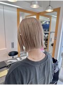 透明感抜群♪ダブルカラーミルクティーベージュ外ハネボブ