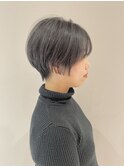 マッシュショート×透明感暗めグレージュ
