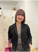シースルーマッシュハイライトセミロングブリーチなしカラーボブ