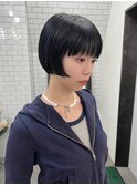 切りっぱなし×ミニボブ×黒髪