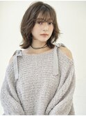 ココアベージュ　小顔ミディアム　クラゲヘア　グレージュ