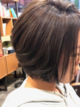 ボヌール ヘアーワークス(Bonheur hair works) 暗カラー×ムービングハイライト×いろっぽショートボブ