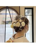 水引 金箔  まとめ髪 ヘアセット