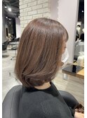 【ミディアム】丸みロングボブ×ショコラベージュ/新出奈津樹