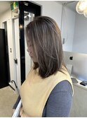 小顔ヘア ネビージュグレージュハイライトカラー◎