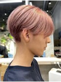 メンズハイトーンミルクティーピンクベージュカラーダブルカラー