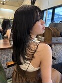 黒髪ロングレイヤー/縮毛矯正/カラー同時施術OK/代官山/恵比寿