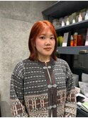 オレンジブラウン×ホワイトイヤリングカラー