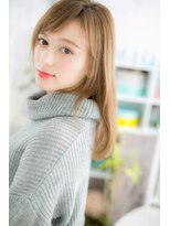 ミック ヘアアンドメイク アップ 駒込店(miq Hair&Make up)&nbsp;流れるレイヤー艶カラー斜めバングエアストレートc1