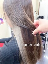 ミシェリー(misherry)&nbsp;レイヤーロンググレーベージュ黒髪インナーカラー推しカラー韓国