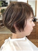 白髪ぼかし/ハイライト/くびれショート/30代/40代/50代