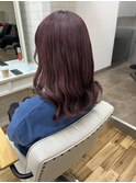 ワインレッドカラー10代20代艶髪ブリーチ