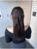 ハーフアップ タイトアレンジ 参列ヘア ライブヘア 韓国ヘア