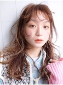 ミルクティーオリーブベージュ韓国ヘア顔周りレイヤー_9952