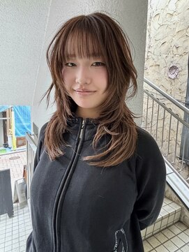 ★茶髪レイヤーカットハイレイヤーウルフカットハッシュカット