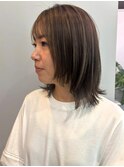 レイヤーカット ミディアム 髪質改善 艶髪 アッシュベージュ